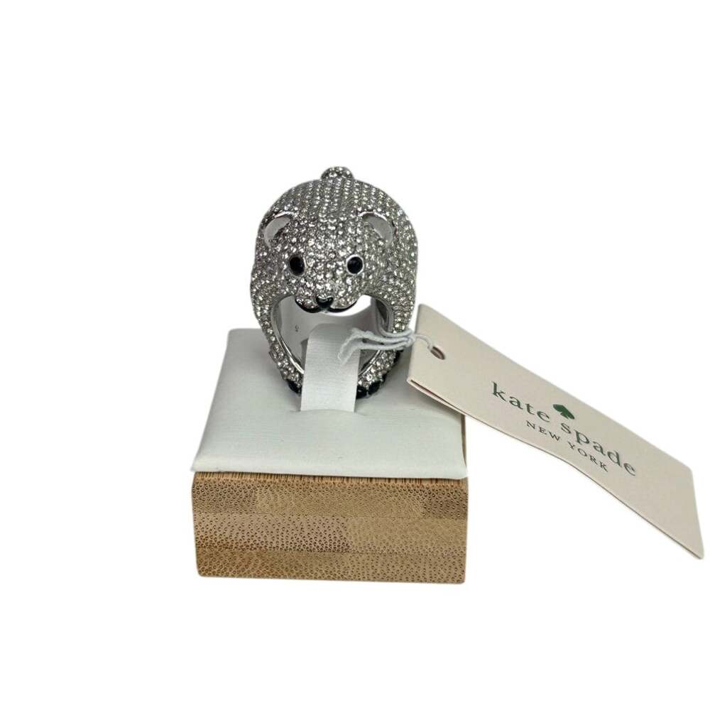 Kate Spade arctic friends polar bear pave ring size 6